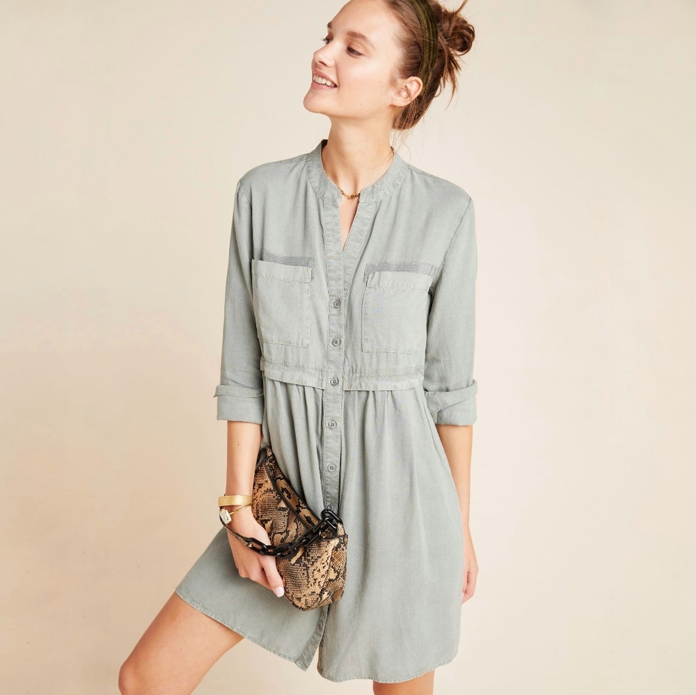 Anthropologie Cloth & Stone Lila‎ Chambray Shirt Dress